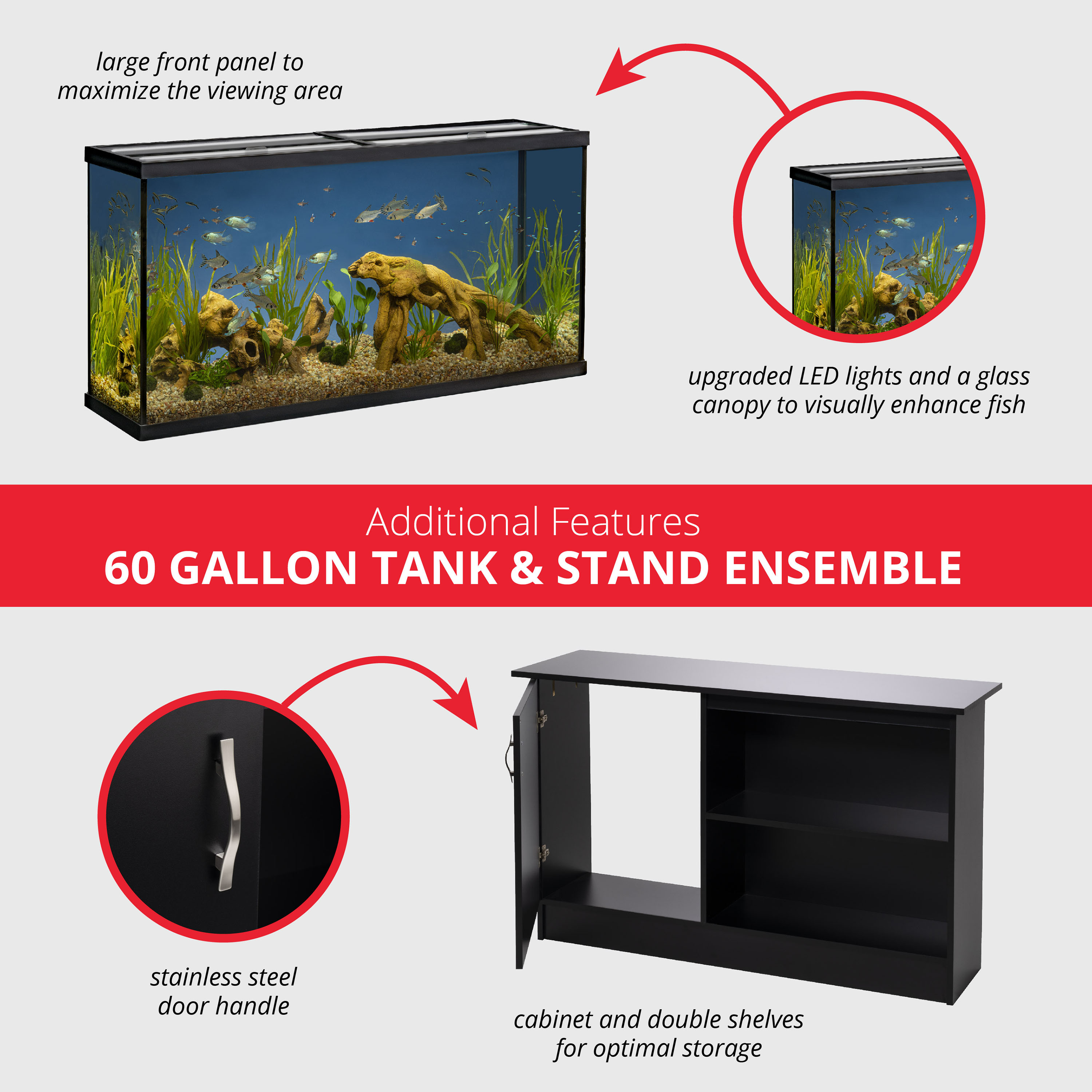 Marineland High Definition LED Ensemble 60 Gallon Modern Aquarium